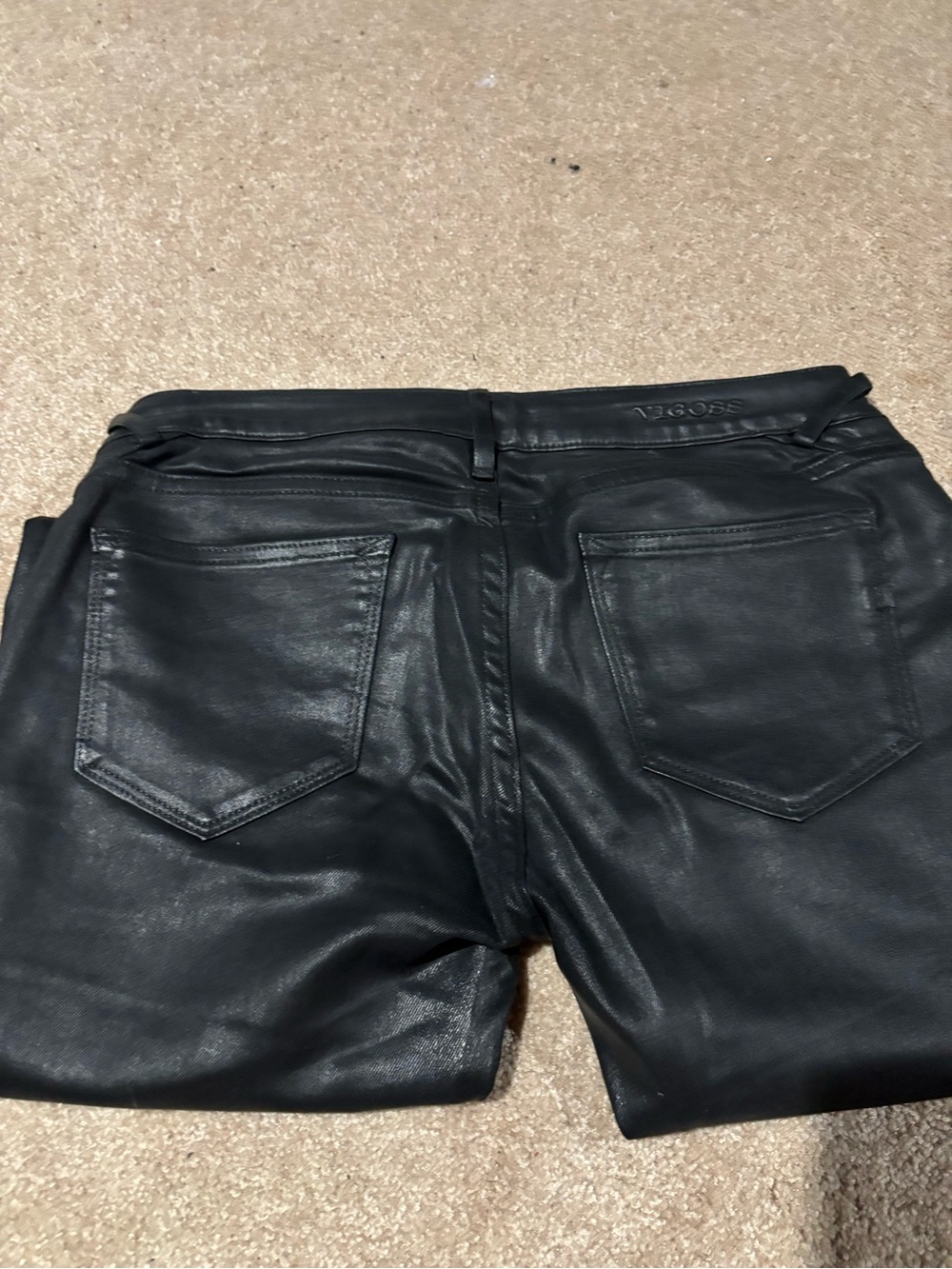 Vigoss Women's Skinny Faux Leather Jeans in Black